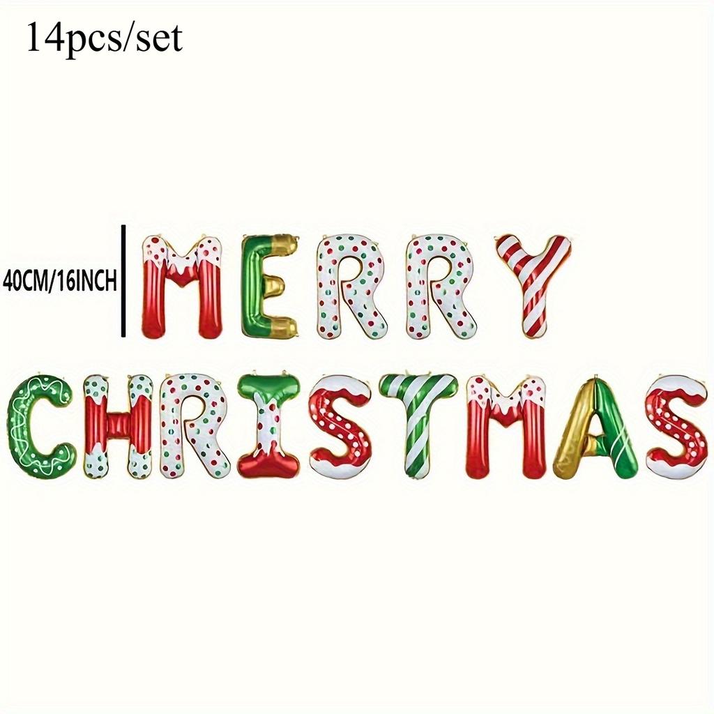 Набор баннеров из воздушных шаров «Счастливого Рождества», 14 шт./набор, Алюминиевая фольга, Украшения для рождественской вечеринки, Праздничное украшение для помещений и улицы