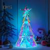 Светодиодная рождественская елочная игрушка, светящаяся многогранная фигурка рождественской елки со звездой наверху, праздничный декор для украшения домашнего стола