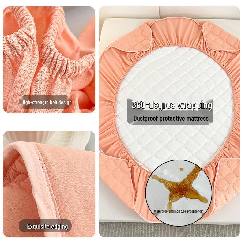 Class A Pure Cotton Quilted Waterproof Non-Slip Antibacterial Fitted Mattress Protector for Hotel and Home Use