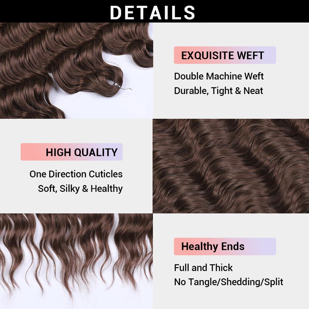 Anna Hair Синтетические Распущенные Глубокая Волна Плетение Наращивание Волос 24 Дюйма Волна Вода Плетение Волосы Темно-Коричневый Твист Крючок Кудрявые Волосы