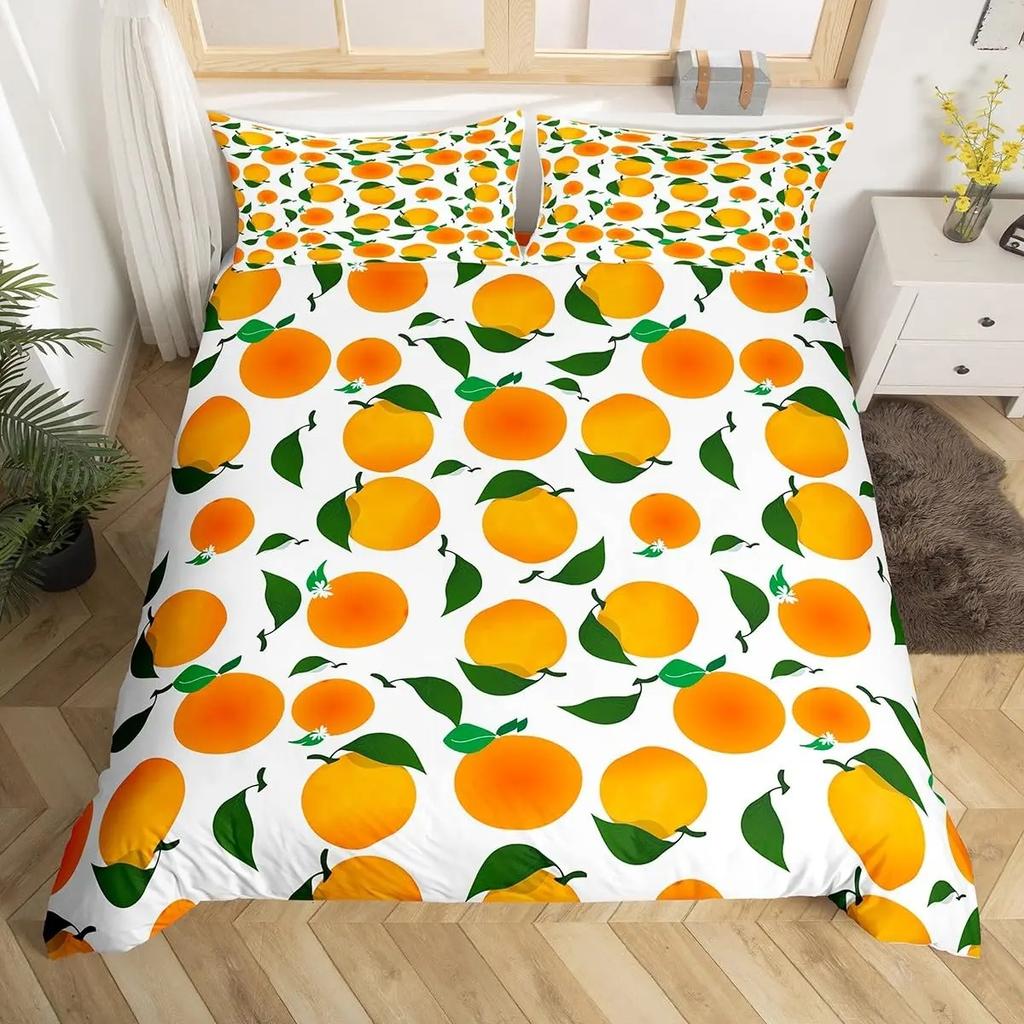 Fruits Duvet Cover Strawberry Banana Mango Lemon Pineapple Bedding Set Grapes Orange Comforter Cover,Summer Fruit Quilt Cover