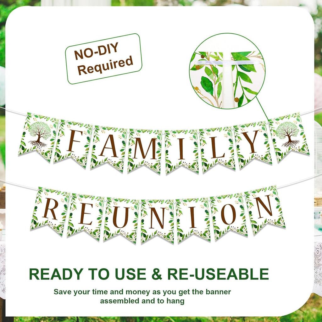 HOWAF Family Reunion Decorations, Family Reunion Banner for Home Summer Families Gatherings Party Supplies,Families Party Bunting Banner,Happiness
