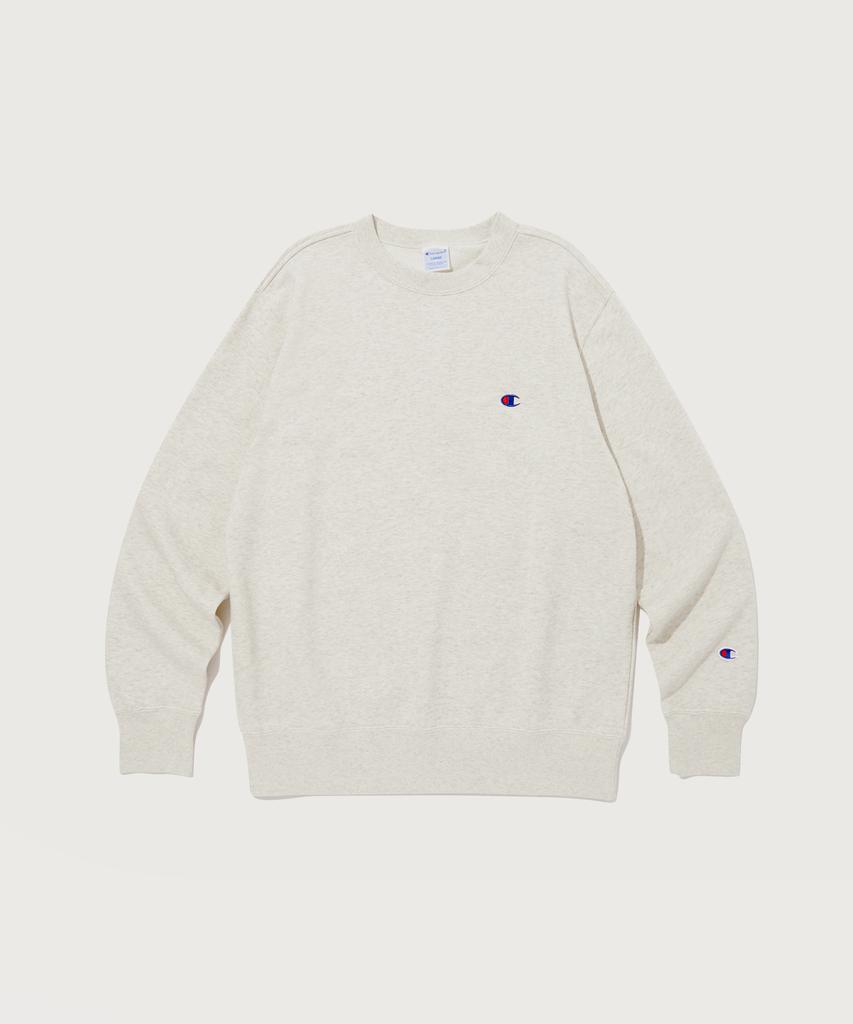 CHAMPION Basic C Logo Crew Neck Sweatshirt Cream
