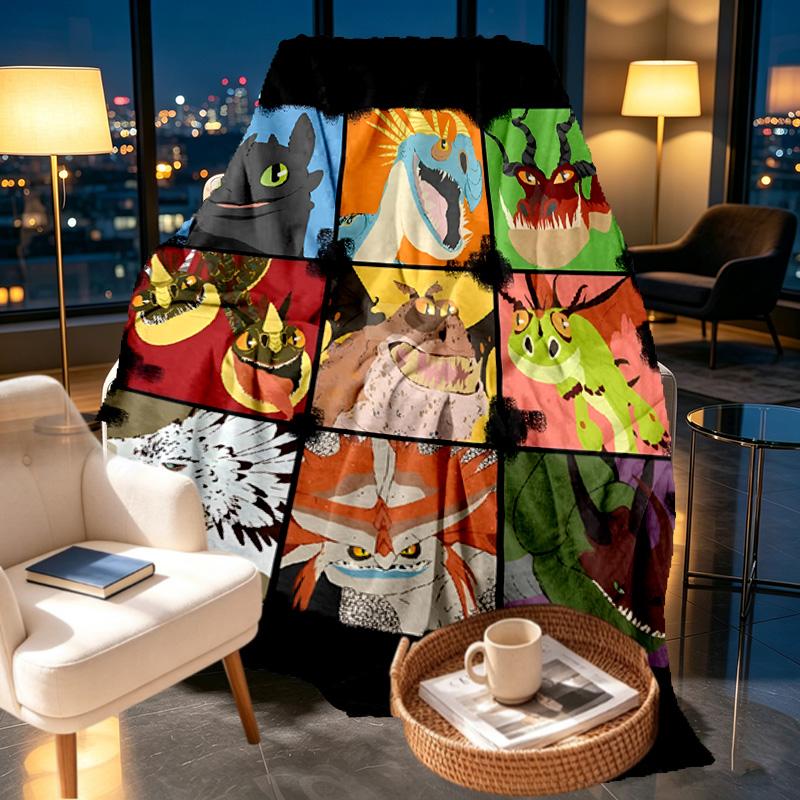 How to Train Your Dragon Print Blanket - Soft & Comfortable, for Bedroom, Travel, Sofa, Home Decoration - Birthday Christmas Gift for Friend