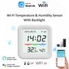 Портативный WiFi Умный Датчик Температуры и Влажности Комнатный Термометр Умные Продукты для Жизни Работает от Батарей Совместим с Alexa Цифровой Дисплей для Дома