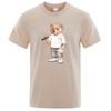 Gentleman Ted Bear Playing Golf Men T Shirts Summer Cotton Sweat T-Shirts Breathable Loose Clothes Short Sleeve