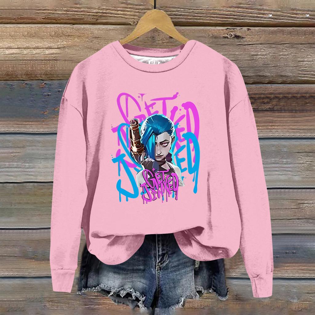 Женская повседневная модная блузка с длинным рукавом и круглым вырезом с принтом и пуловером