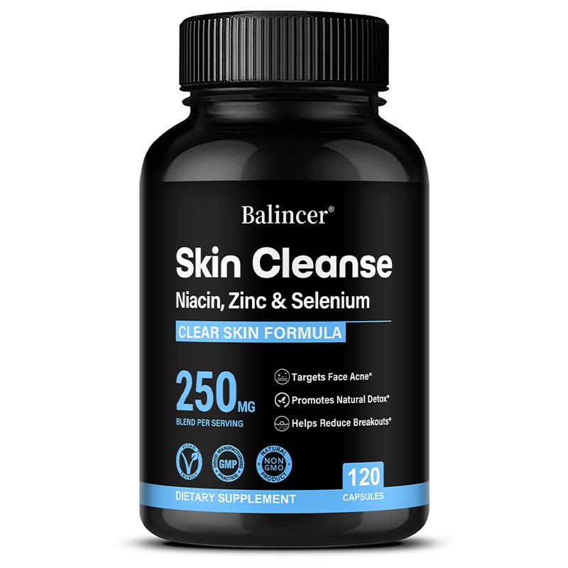 Balincer Skin Cleanse Niacin Dietary Supplement, Zinc & Selenium 120 Capsules
