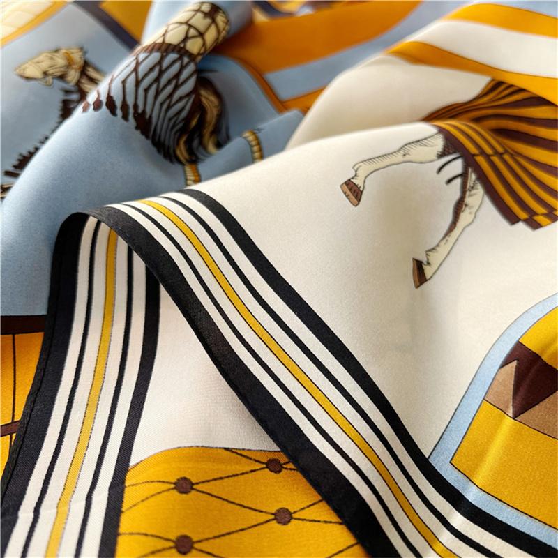 88*88 см квадратный шелковый шарф женский модный принт маленький шейный платок офисный женский пояс для волос носовой платок женский платок шаль