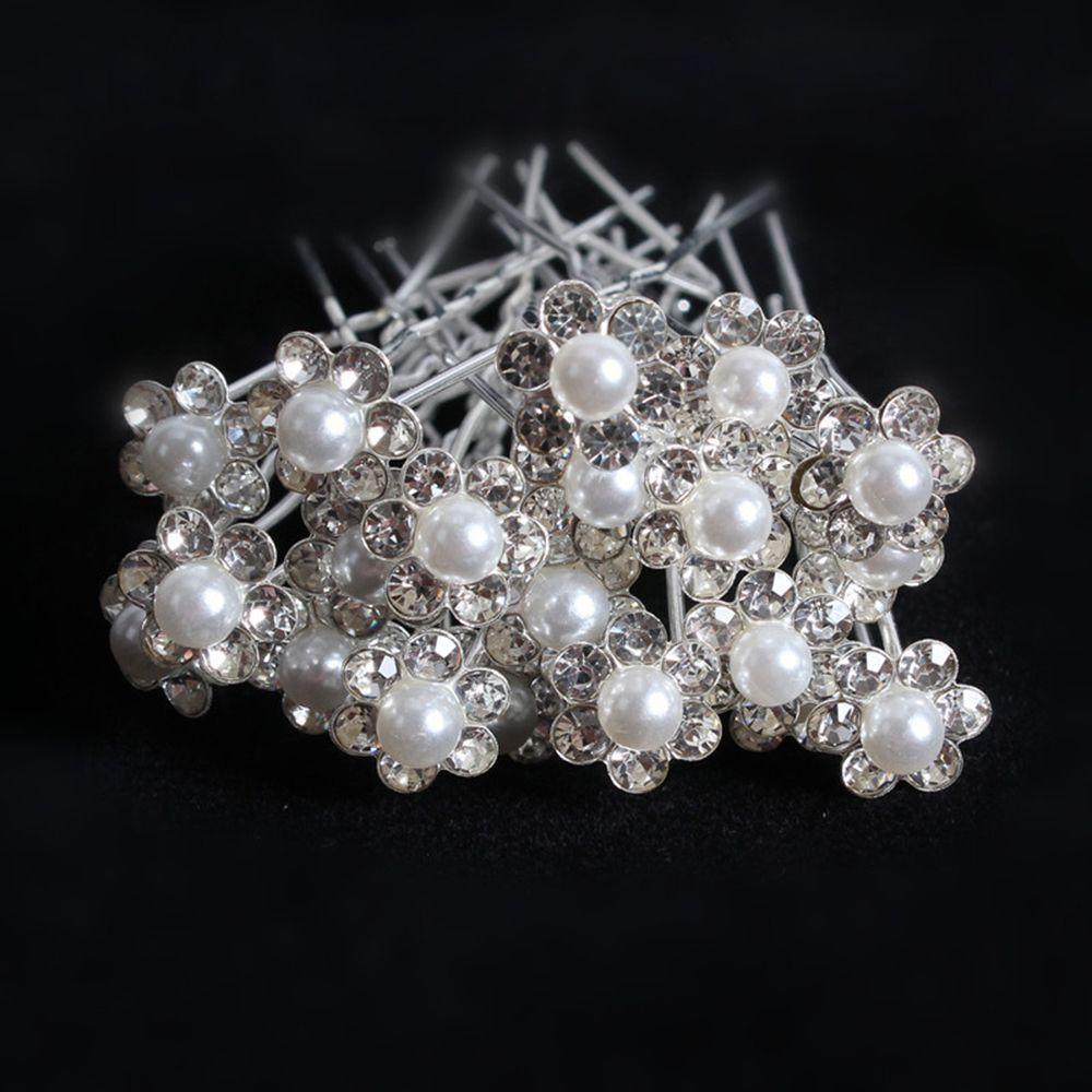 Tiara Crystal Pearl Hairpin Bride Headpiece U Shaped Hair Clip Flower Hairpin Stick Bridal Hairpin