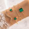 5Pcs/Set Green Shiny Charm Bracelet for Women Crystal Zircon Jewelry Adjustable Luxury Trendy Bracelet Daily Decoration