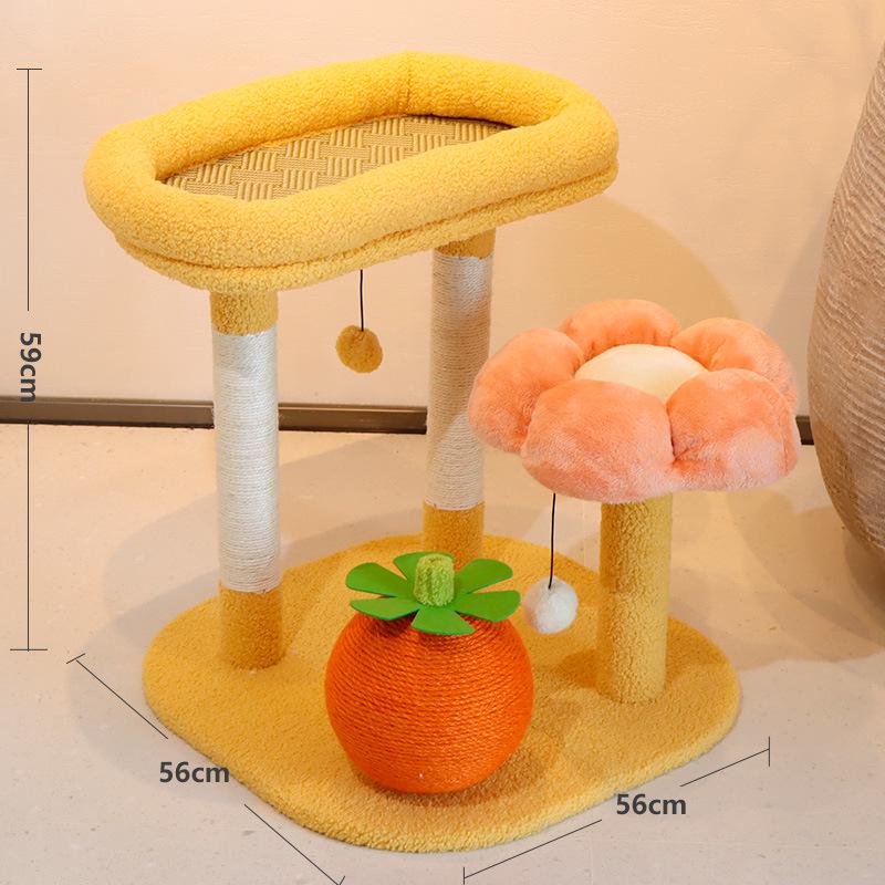 Компактный трансграничный кошачий игровой комплекс: Большое кошачье дерево со встроенным кошачьим домиком, компактный дизайн, иностранный стиль