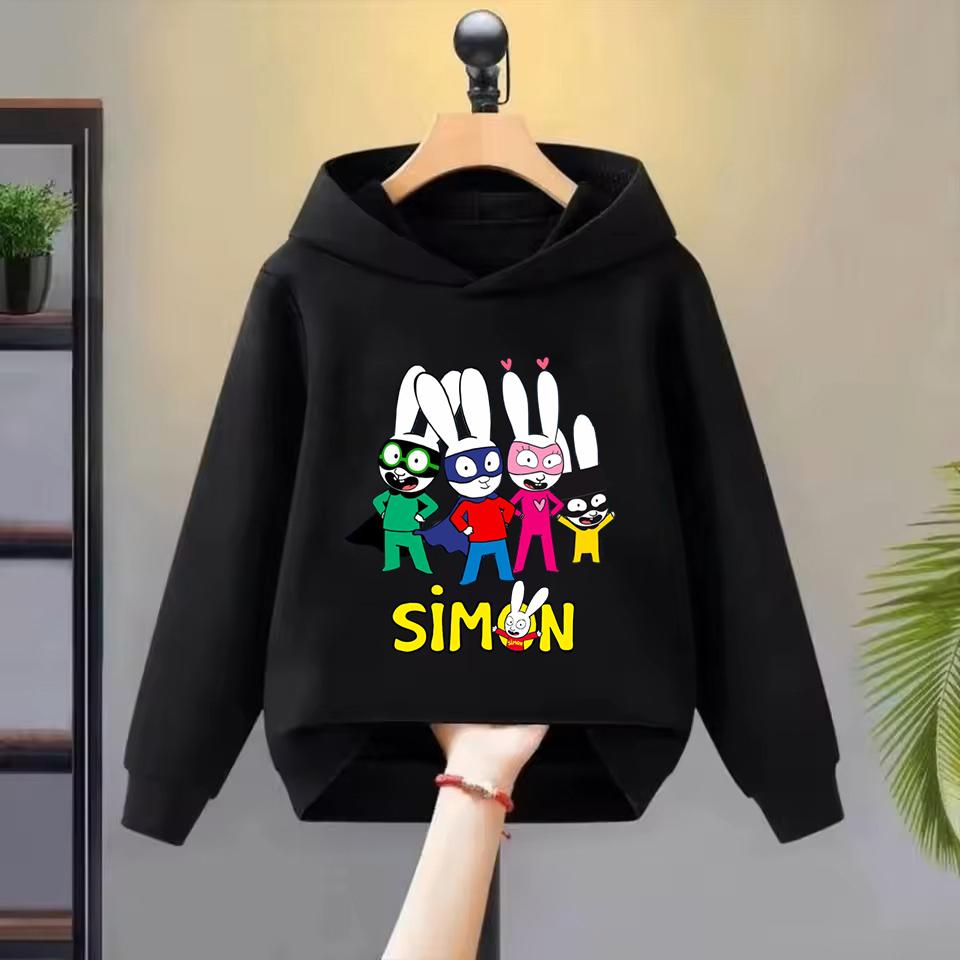 Simon Super Rabbit Printed Hoodies Girls Sweatshirt Autumn Winter Long Sleeve Harajuku Pullover Funny Cartoon Casual Hooded Tops