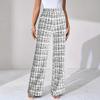 2025 New Woven Plaid High Waist Straight Leg Women's Pants