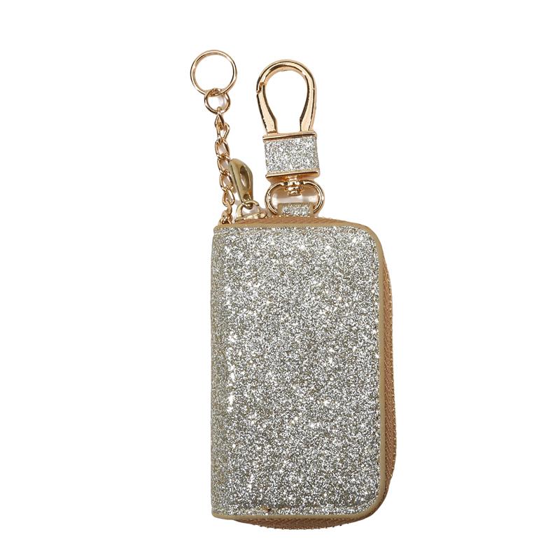 Блестящий PU чехол для ключей на молнии, держатель для ключей, органайзер, сумка для ключей от машины, брелок, кошелек, модный простой чехол для ключей, защитный чехол для автомобильного ключа