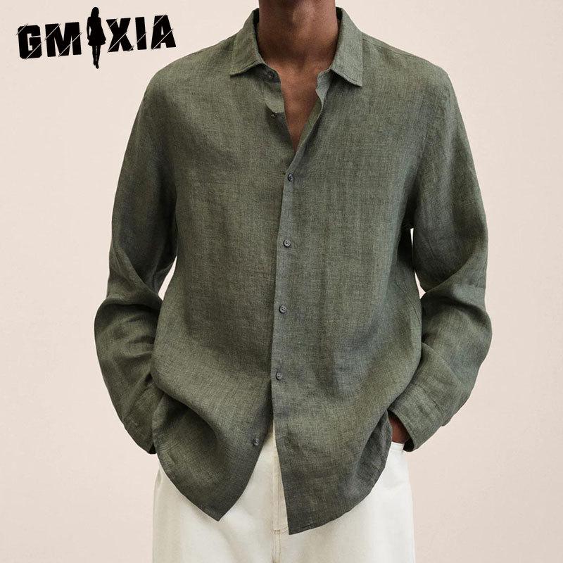 GMXIA Футболка из хлопка с длинным рукавом, мужская модная свободная рубашка с принтом, сострадательная рубашка