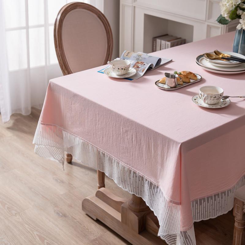 Однотонная кружевная скатерть для стола в стиле ретро, хлопковая скатерть для кухни, столовой, праздничного украшения стола