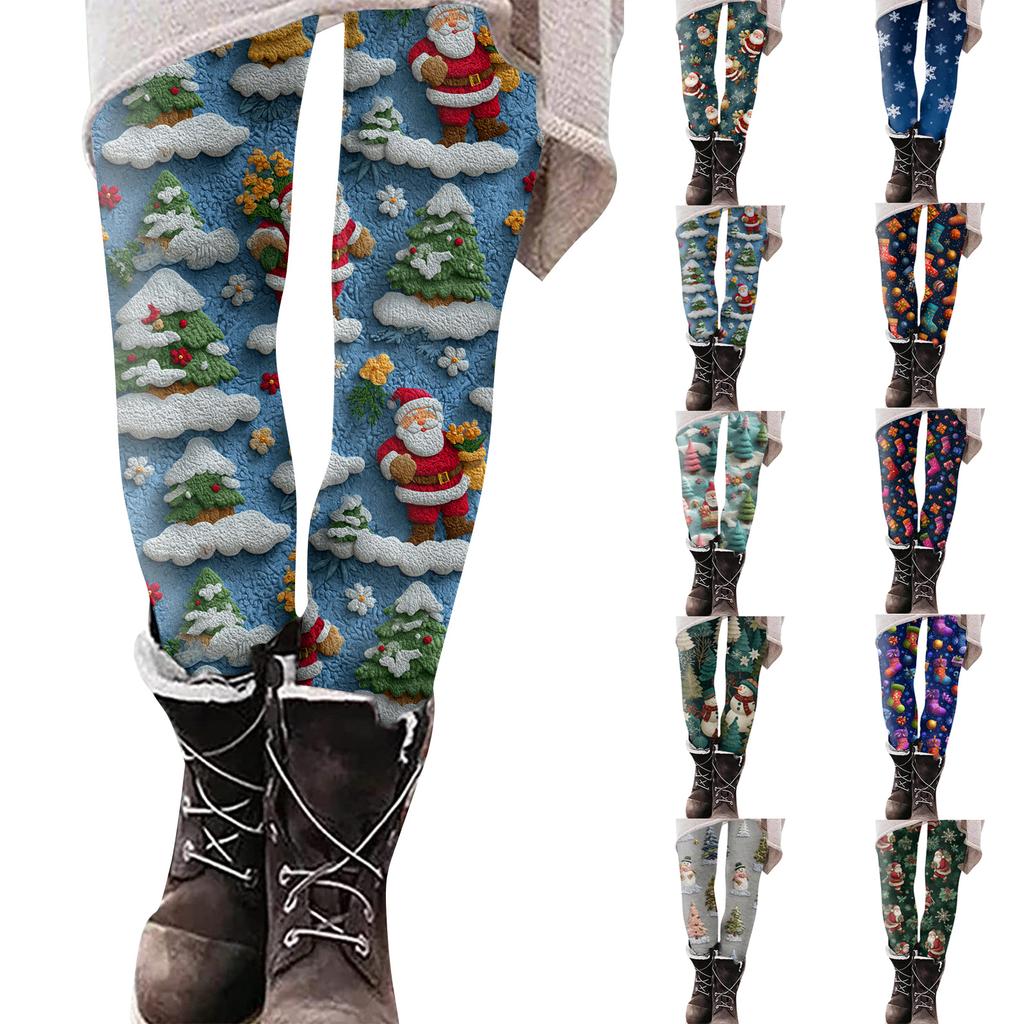 Women's Christmas Print Slim Fit Elastic Yoga Casual Pants