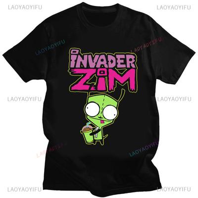 Милая мультяшная футболка Invader Zim Invader Gir с графическим принтом Zim Image, хлопковая футболка, унисекс, ретро-футболка, модная футболка, уличный стиль, топы