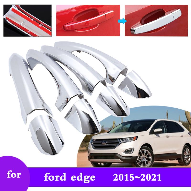 Luxuriou Chrome Door Handle Cover for Ford Edge MK2 Endura Edge Plus 2015~ Car External Protective Style Accessories Sticker