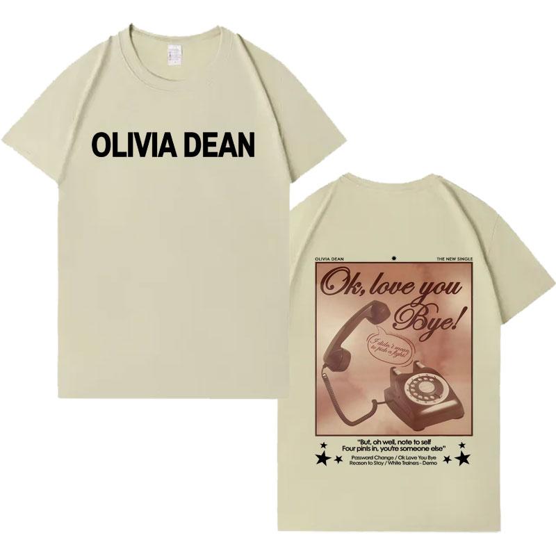 Футболка с коротким рукавом и графическим принтом в стиле хип-хоп, модель Olivia Dean, популярная, для мужчин и женщин, свободного кроя, из высококачественного хлопка, повседневная, уютная.