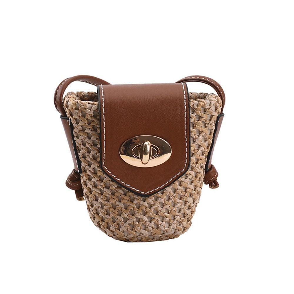 Bohemian Style Weave Shoulder Bag Mini Crossbody Bag Casual Woven Bags for Women Makeup Bag