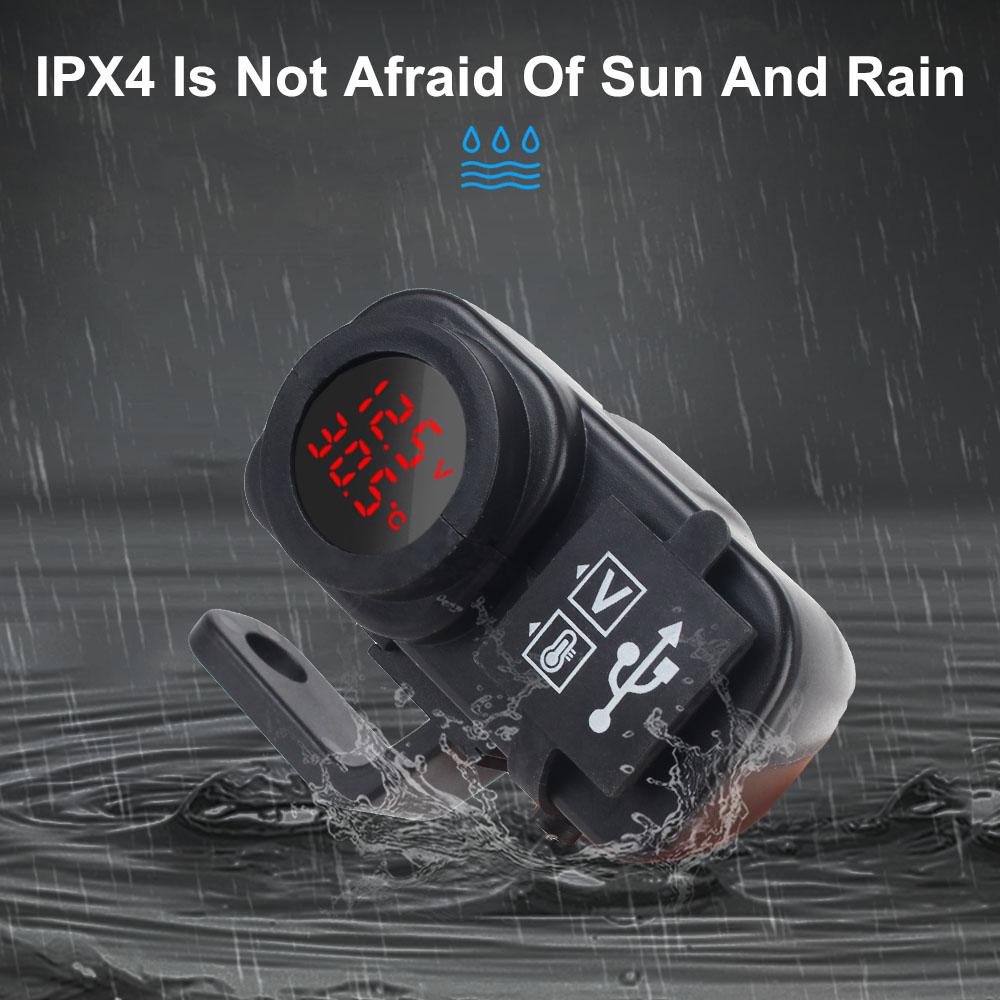 12V Мотоциклетные USB-зарядные устройства Разъем PD Type-C Быстрая зарядка QC 3.0 Цифровой вольтметр Термометр Адаптер питания Аксессуары для электровелосипеда