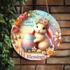 Easter Bunny Blessing 8x 8 "Round Wooden Sign-Perfect Choice for Interior and Exterior, Garland Embellishment, Home, Bar, Garage
