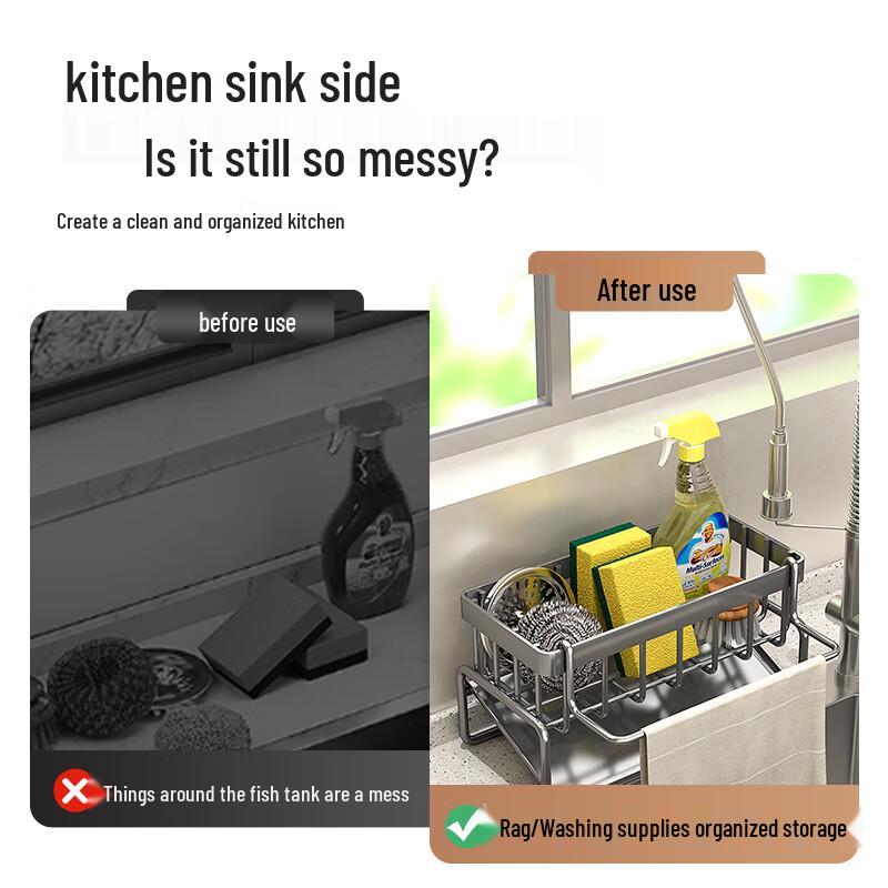 Horned Pansy Kitchen Sink Drain Rack & Storage Organizer
