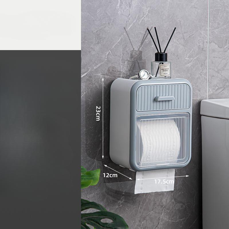 Household Tissue Box Wall Mounted Restroom Bathroom Tissue Storage Box No Punching Required