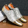 2024 Casual Leather Shoes Men Superstar Brogues Formal Leather Shoes Oxford Gold Shoes Lace-up Hombres Silver Large Size 47