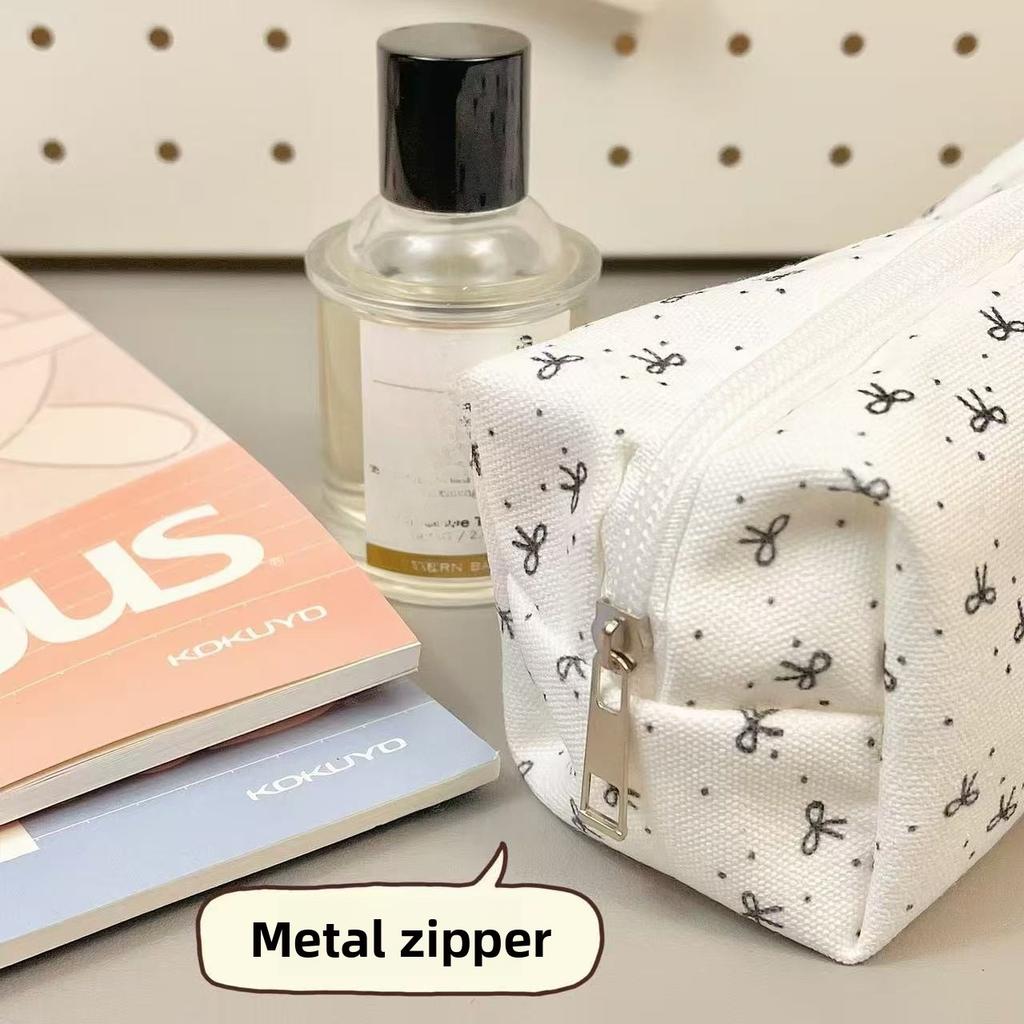 Простой черный пенал с высокой эстетической привлекательностью, милая косметичка для студентки, сумка для хранения канцелярских принадлежностей большой вместимости