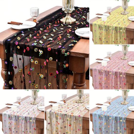 Цветочная скатерть-дорожка Весенняя Летняя Цветочная скатерть-дорожка 6 футов Тюль