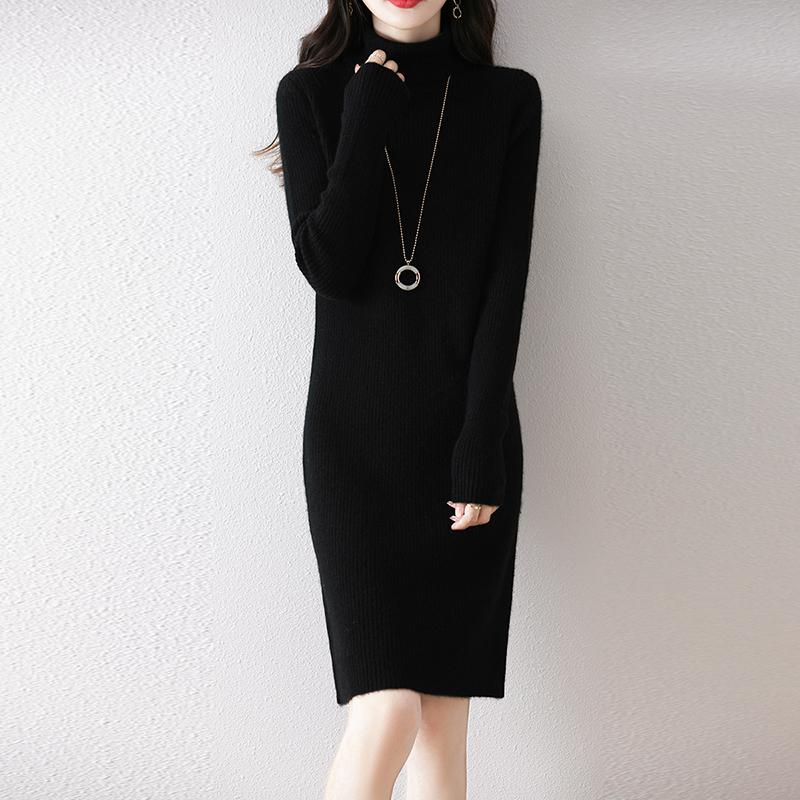 Женское платье-свитер 100% шерсть MODERN NEW SAGA Водолазка вязаный длинный пуловер зимние джемперы шерстяное длинное платье женское