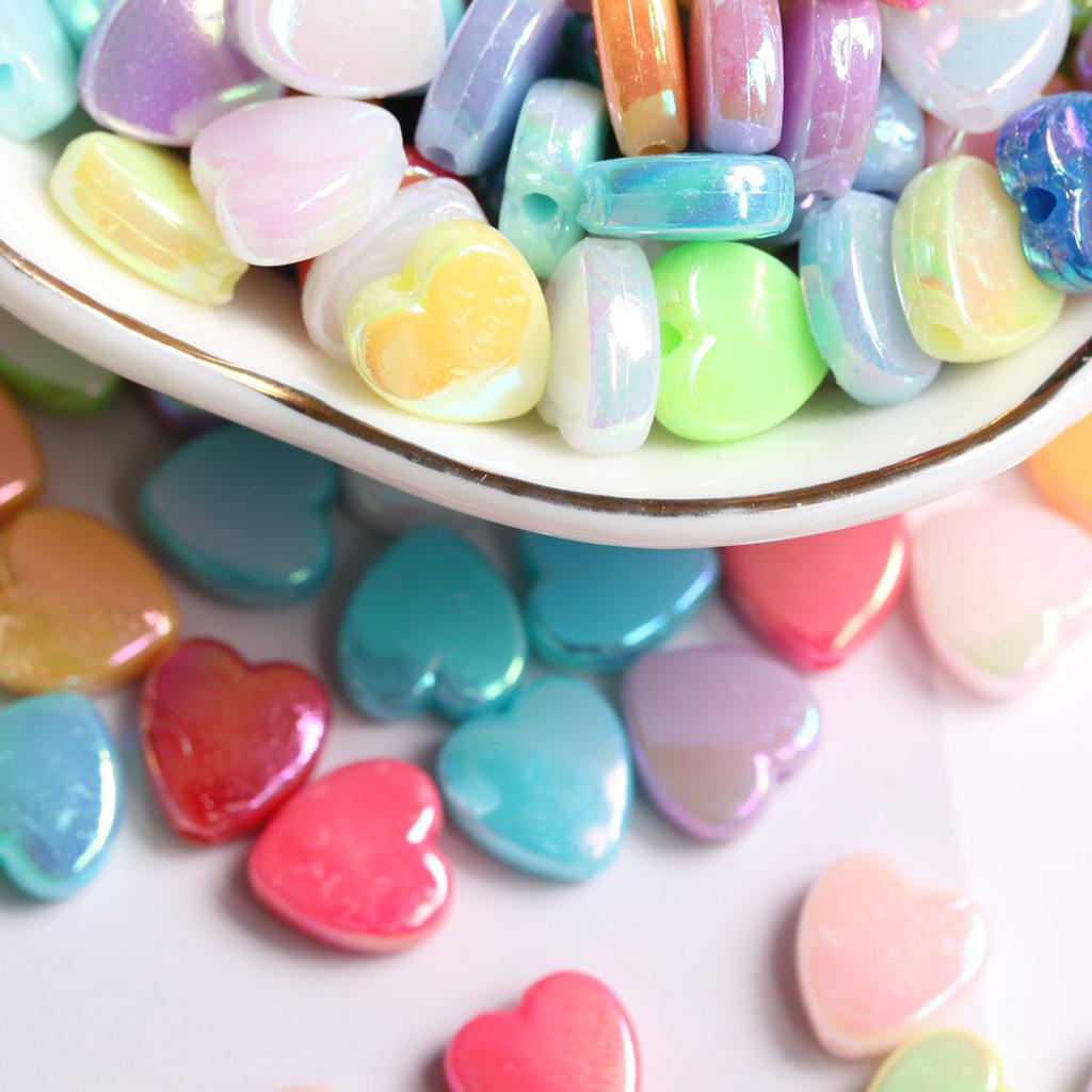 Home Kitchen AB Color Accessories Handmade Gifts Jewelry Making 250Pcs Heart Acrylic Beads DIY For