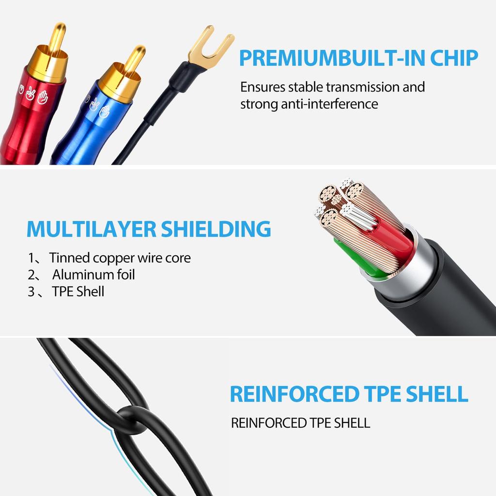 KK CABLE RCA-кабель с заземлением 2RCA «папа» — 2RCA «папа» Провод заземления Стерео межблочный кабель FO-I RCA×2 Провод, Кабель, FO-I (3M)
