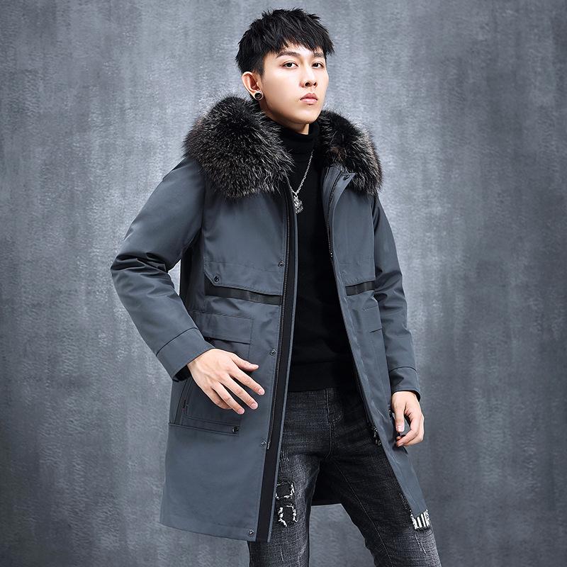 Parker мужское полушубок средней длины с подкладкой из меха кролика, зимнее пальто из американского енота, толстое