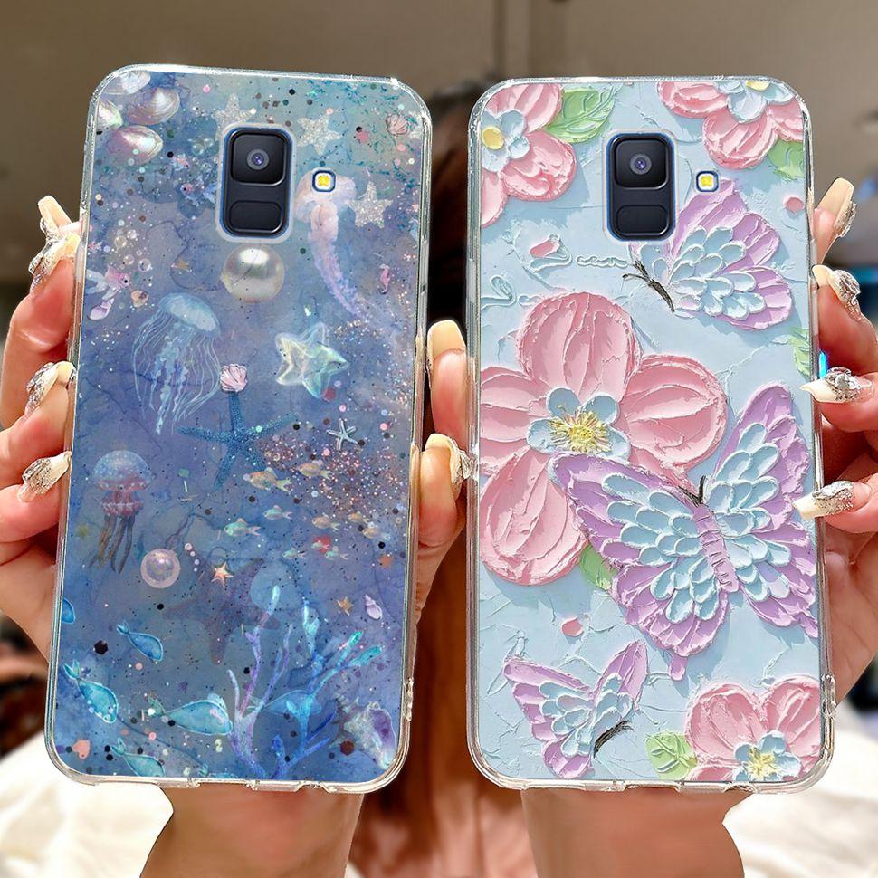 Чехол для Samsung Galaxy A6 2018 Роскошный Расписной Чехол Мягкий Силиконовый Чехол для Телефона Для Samsung A 6 A6 GalaxyA6 2018 Задняя Крышка Coque