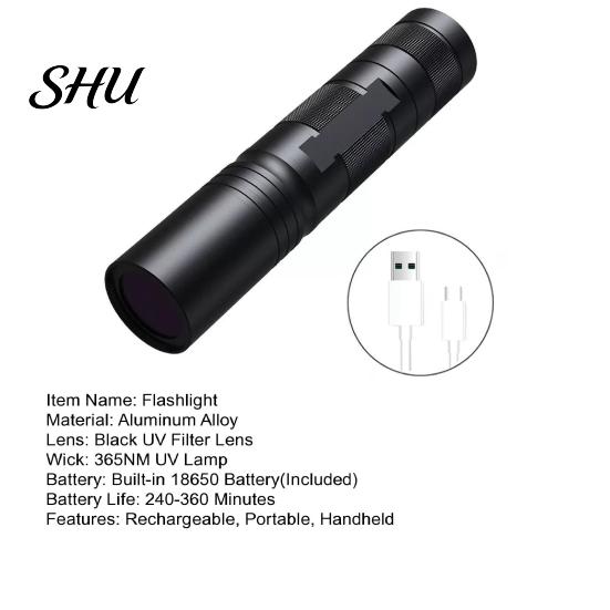 Multi-purpose UV Torch 20W Portable 365nm Flashlight USB Rechargeable Resin Curing Dry Long Battery Life Glue Pet Urine Detection Handheld Ultraviolet
