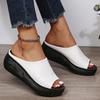 Summer Shoes Women Slippers Sexy Peep Toe Platform Sandals White PU Leather Wedges Shoes Ladies Casual Big Size Sandals Footwear