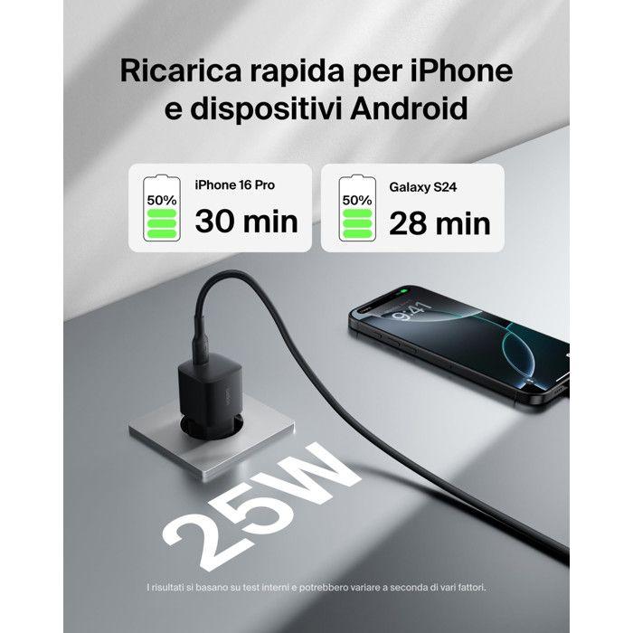 Chargeur USB-C - BELKIN - 25W - Récupération rapide - Design compact - Technologie PPS
