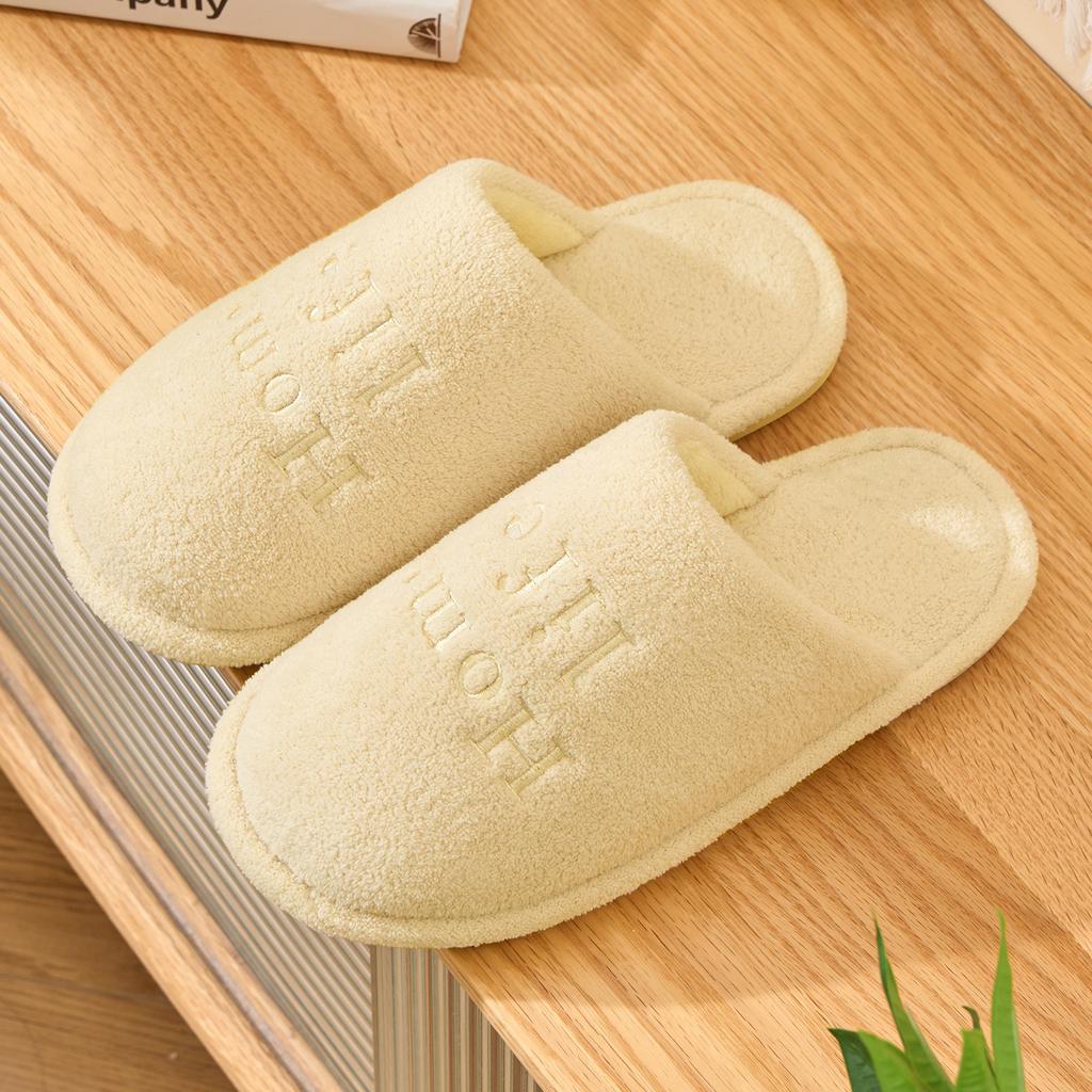 Non-slip and Antibacterial Cotton Slippers Autumn and Winter 2025 New Home Non-slip and Warm Couples Four-season Silent Slippers