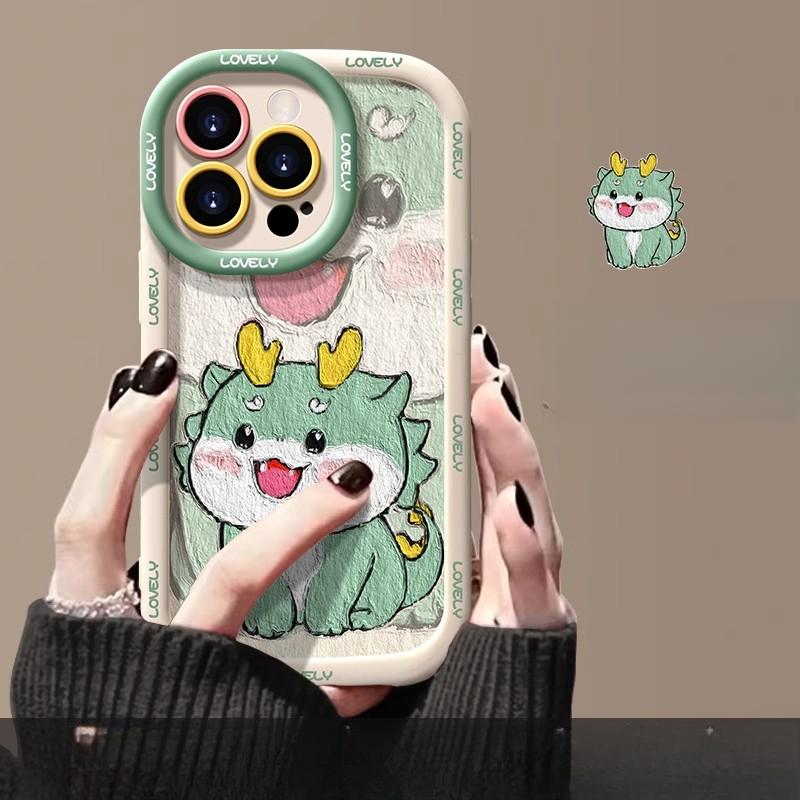 Подходит для Apple 15 Чехол для мобильного телефона Iphone14promax Cute Little Dragon 13/12 Жидкий силикон 11 Puff Xr