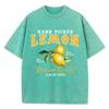 Woman Washed T-Shirts Hand Picked Lemon Always Fresh Print Short Sleeve Cotton Crewneck Oversize Tops Vintage Clothes