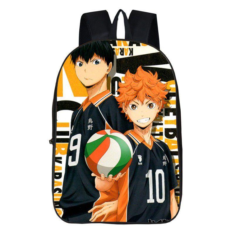 Fashionable Karasuno High School Backpack With Anime Haikyuu Print And Easy-clean Fabric