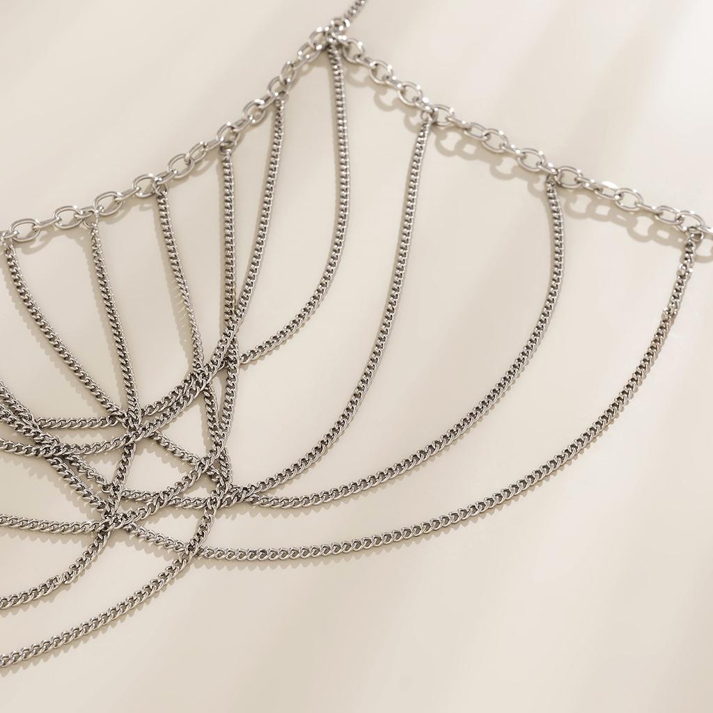 Аксессуары, простая полая цепочка через плечо, сексуальная металлическая цепочка на грудь, одежда для бикини для женщин