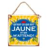 [A3794] - Metal Plaque 'Messages' (Pastis) (What Is Yellow Waiting for Me?) - 20x20cm