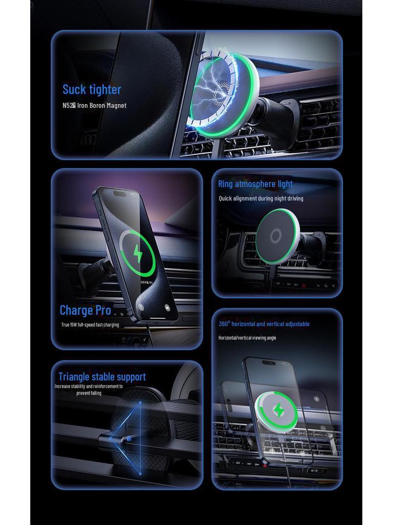 MagSafe Magnetic Wireless Car Charger and Phone Mount