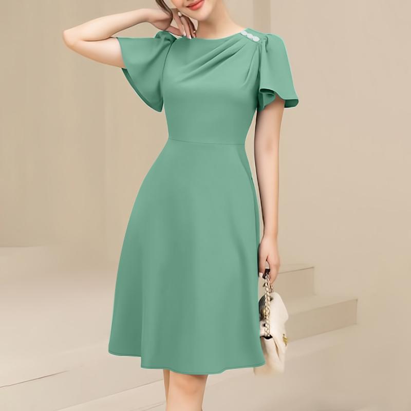 ZANZEA Женское повседневное свободное летнее платье с круглым вырезом и коротким рукавом