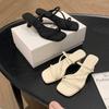 Модные туфли Женские низкие тапочки с перекрестными шнурками Повседневные шлепанцы Квадратный носок Женские каблуки Летние римские тапочки-копыта